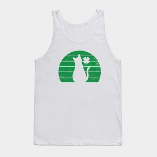 St Patricks Day Cat Lucky Shamrock (Distressed) Tank Top